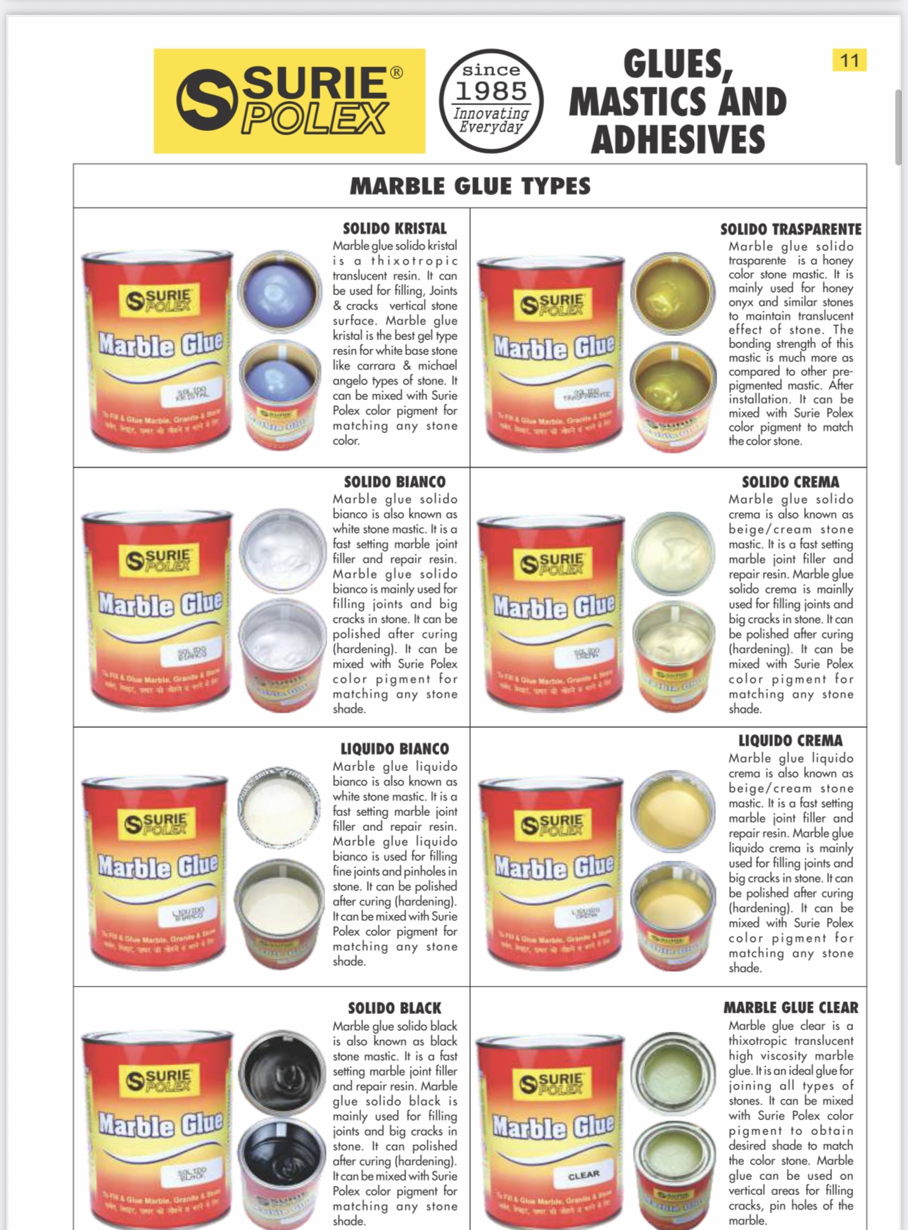 SURI Glues, Mastics and Adhesives